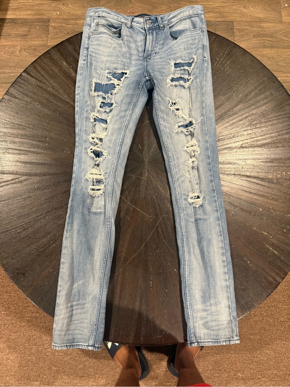 Distressed Light Blue Women's Skinny Jeans